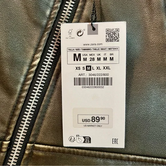 Zara Vegan Leather Jacket in Dark Brown • Size Medium • NEW WITH TAGS - Picture 12 of 12